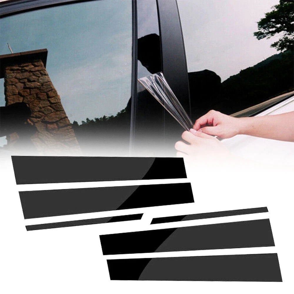 6x Glossy Pillar Posts Door Trim Cover Stickers for Toyota Corolla (2014–2018)