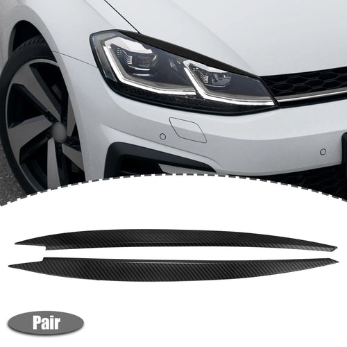 1 Pair ABS Headlight Eyelid Stickers for VW Golf (2010–2014) Carbon Fiber