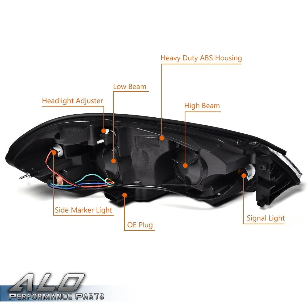 Clear Corner Black Headlights for Chevy Impala, Monte Carlo (2006–2013)