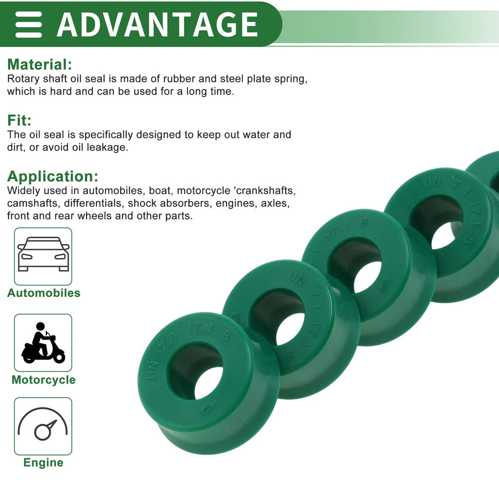 Set of 5 Oil Seal Rotary Shaft Seal TPU 7.1x17.1x8mm High Pressure