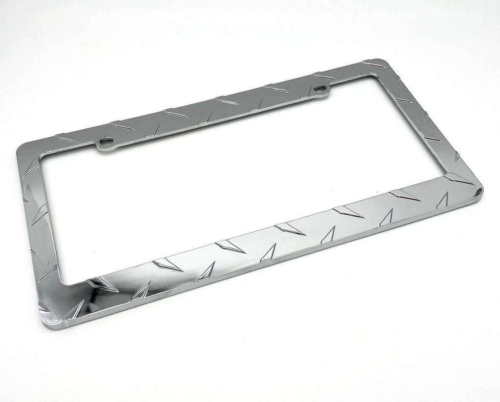 License Plate Frame Chrome Diamond Plate for Car Truck SUV (Universal)