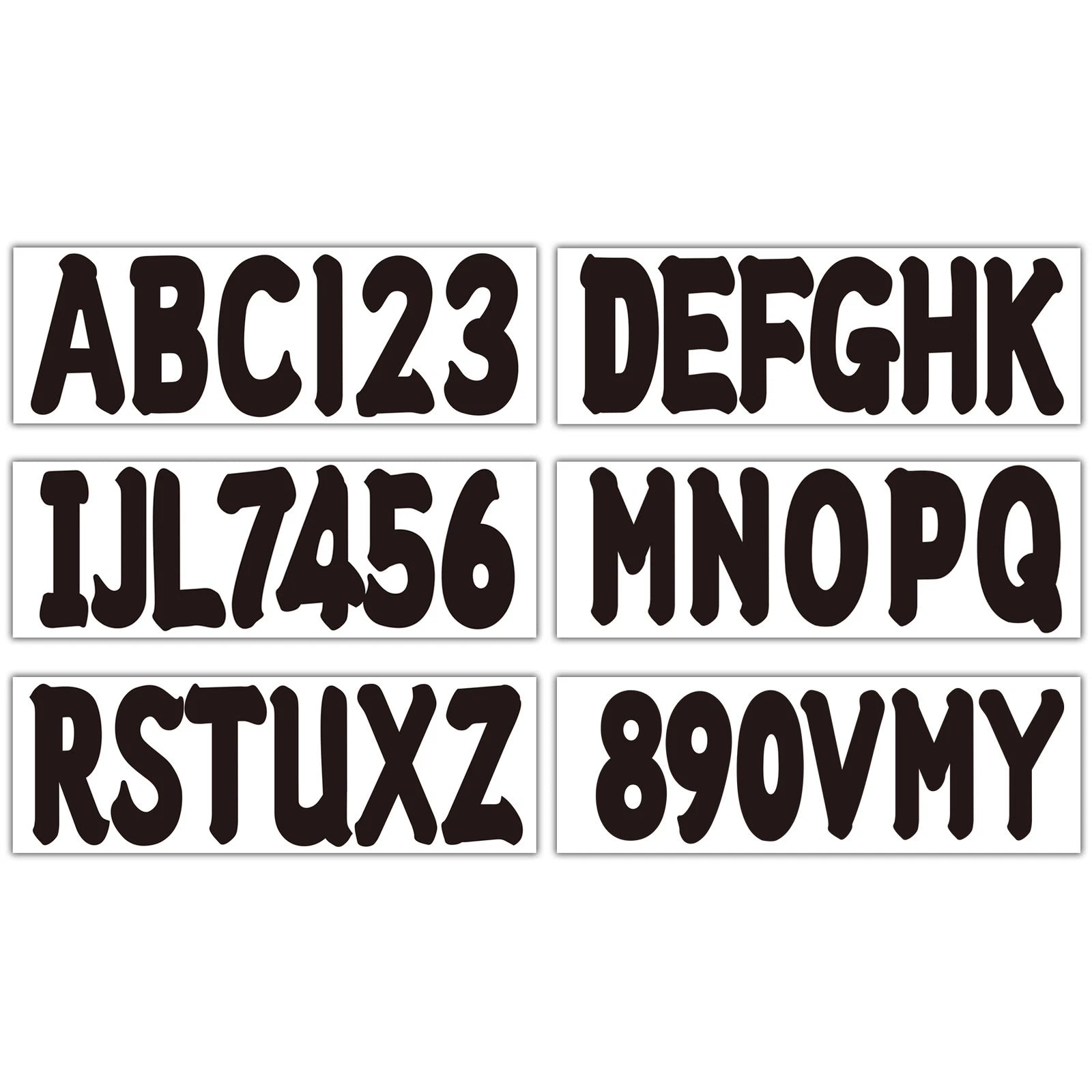 Set of 4 Boat Registration Decals A-Z & 0-9 Black