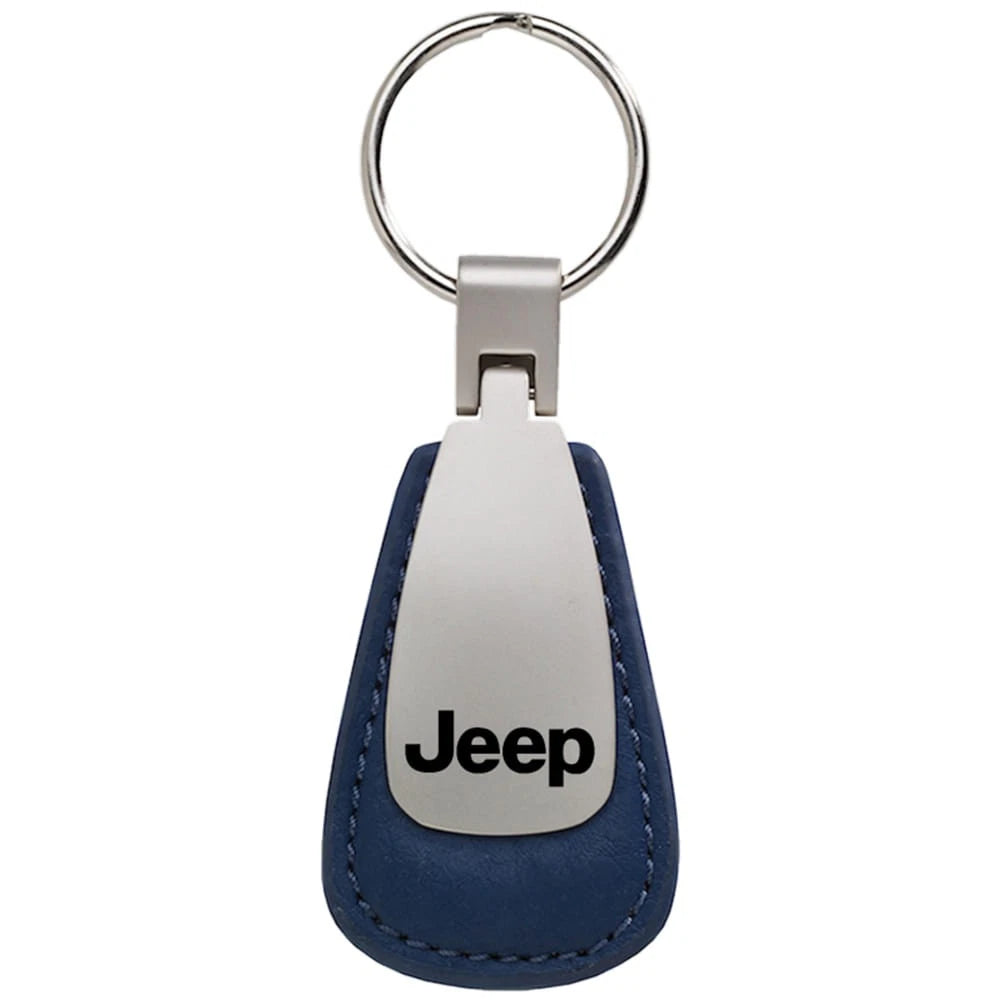 Blue Leather Teardrop Keychain - Officially Licensed for Jeep