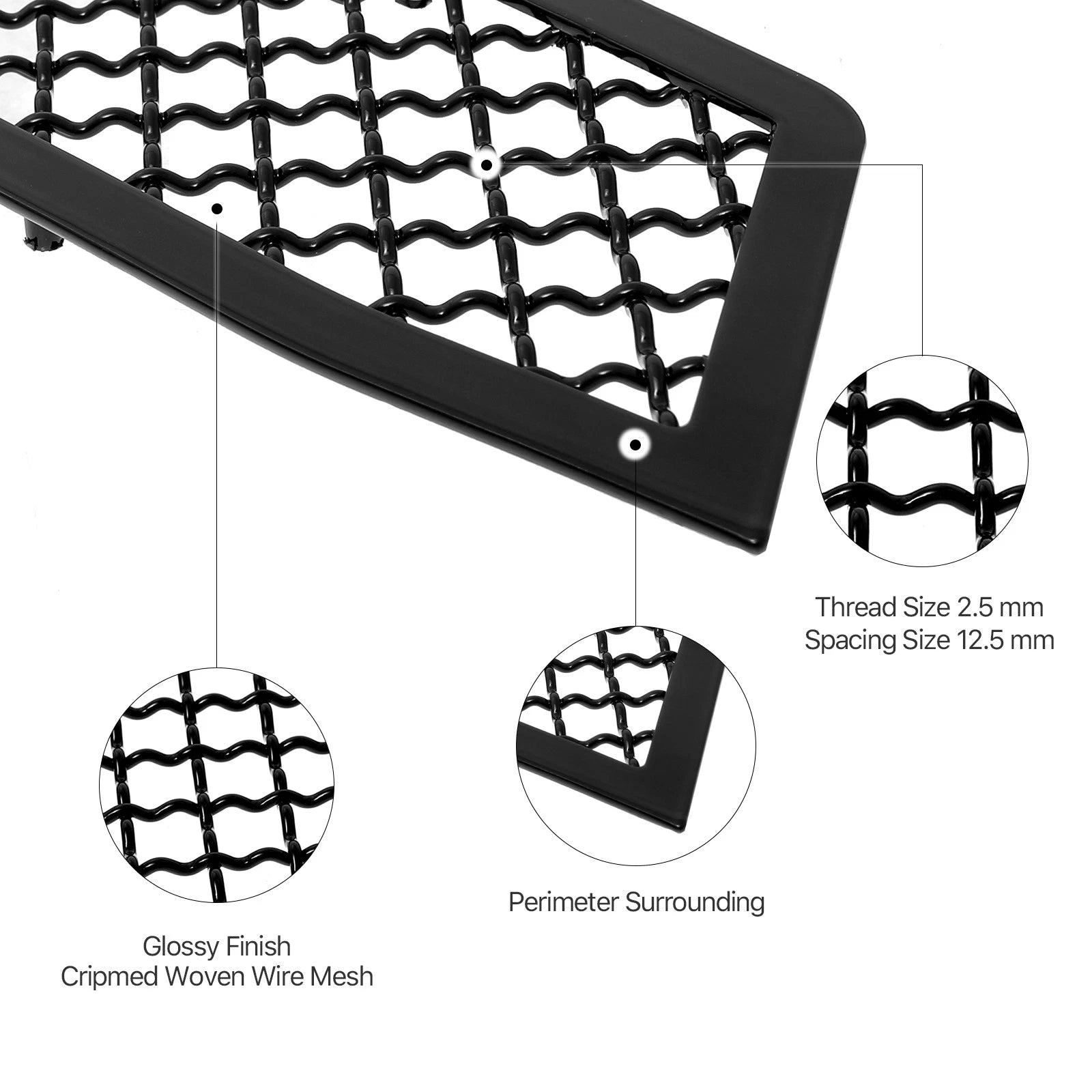 Stainless Steel Black Mesh Grille Insert for Honda Ridgeline (2021-2026)