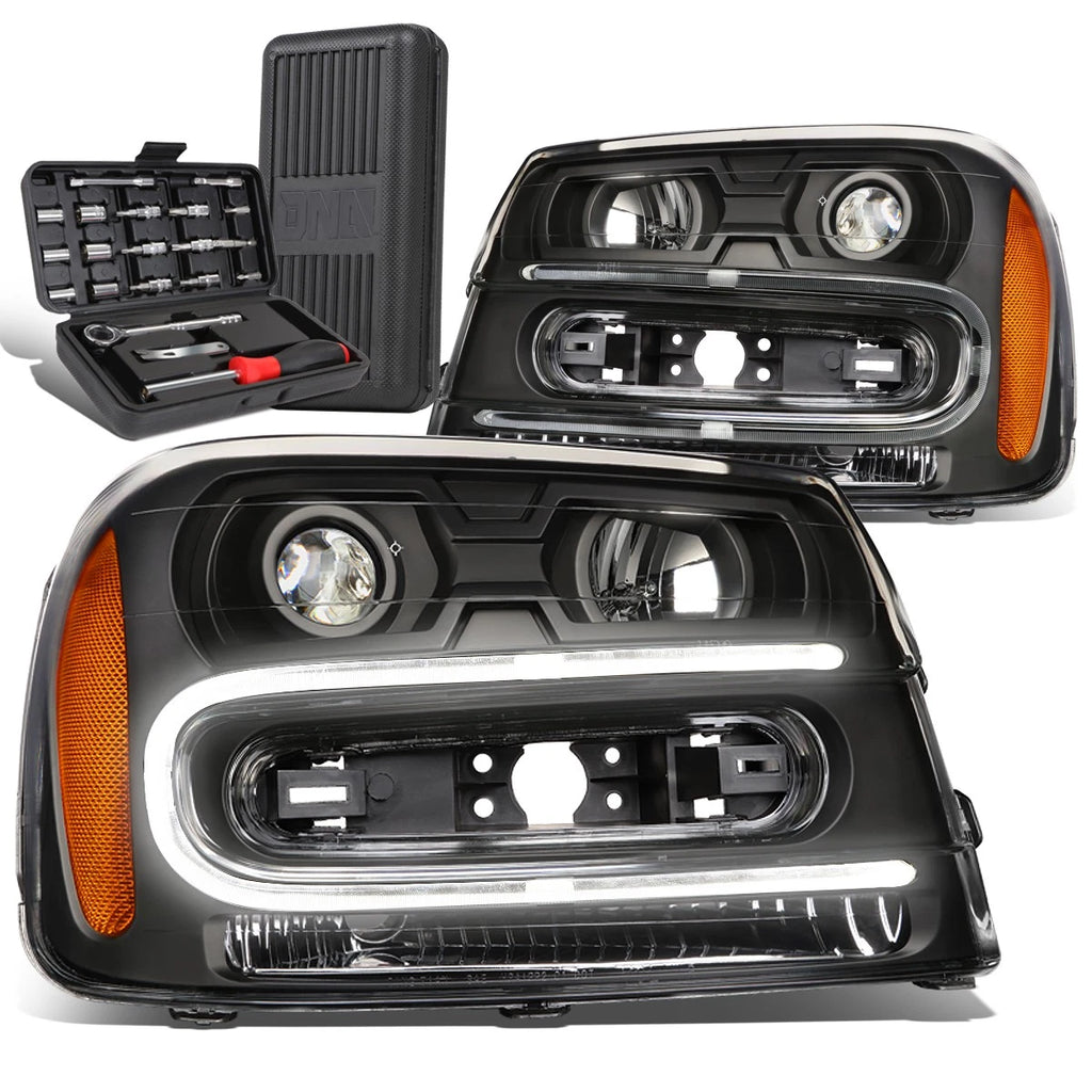 Projector Headlights for Chevy Trailblazer (2002–2009) - Black Amber