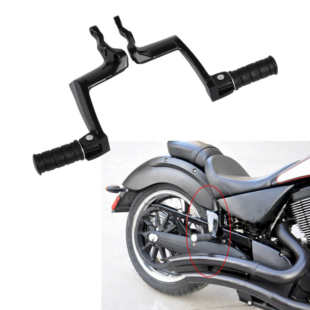 Passenger Pegs Mount Rear Footpegs for Victory Kingpin, Boardwalk, High Ball (2003–2017)