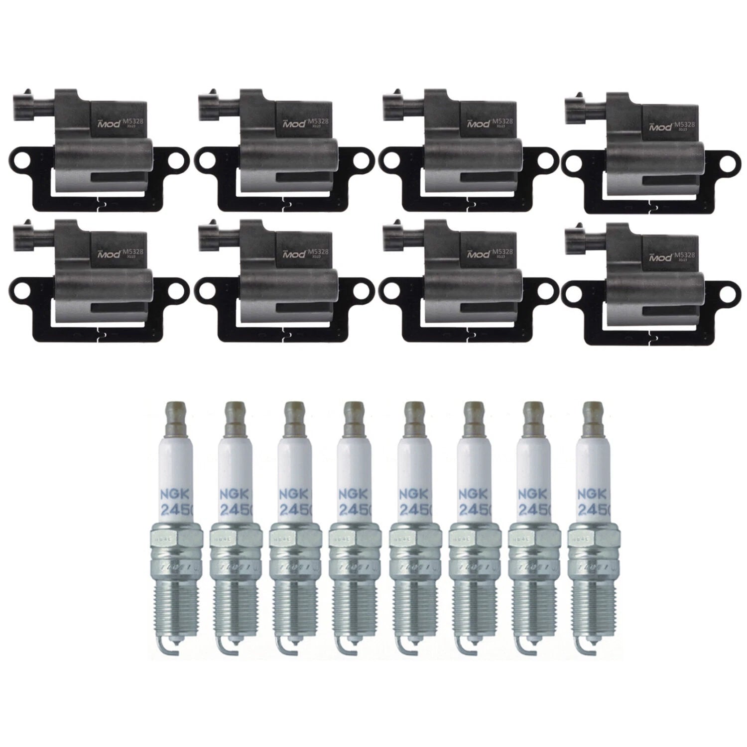 NGK Ignition Coils & Laser Platinum Spark Plugs Kit for Chevrolet GMC 8.1 V8 (2001–2006)