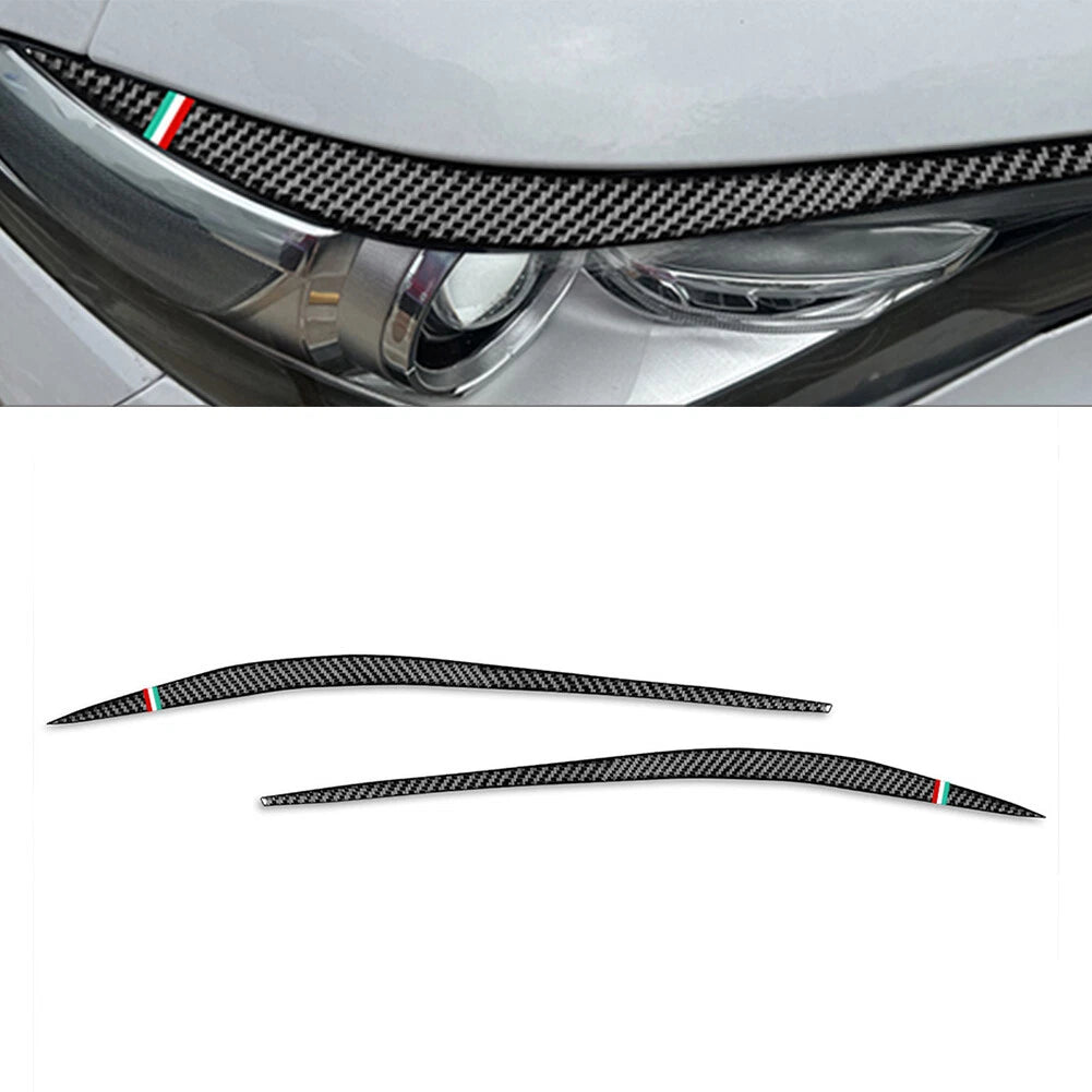 2X Headlight Eyebrows Eyelids Cover Trim for Alfa Romeo Giulia (2015–2024) GZ