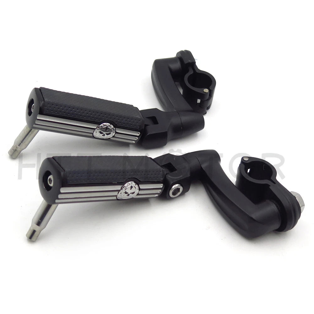 Gear Skull Arched Footpeg Mounting Kit for Motorcycle (Chrome, Black)