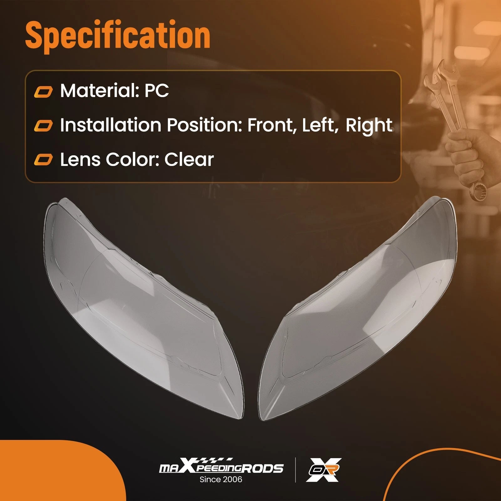 Set of 2 Headlight Lens Covers for Audi Q7 (2006-2015)