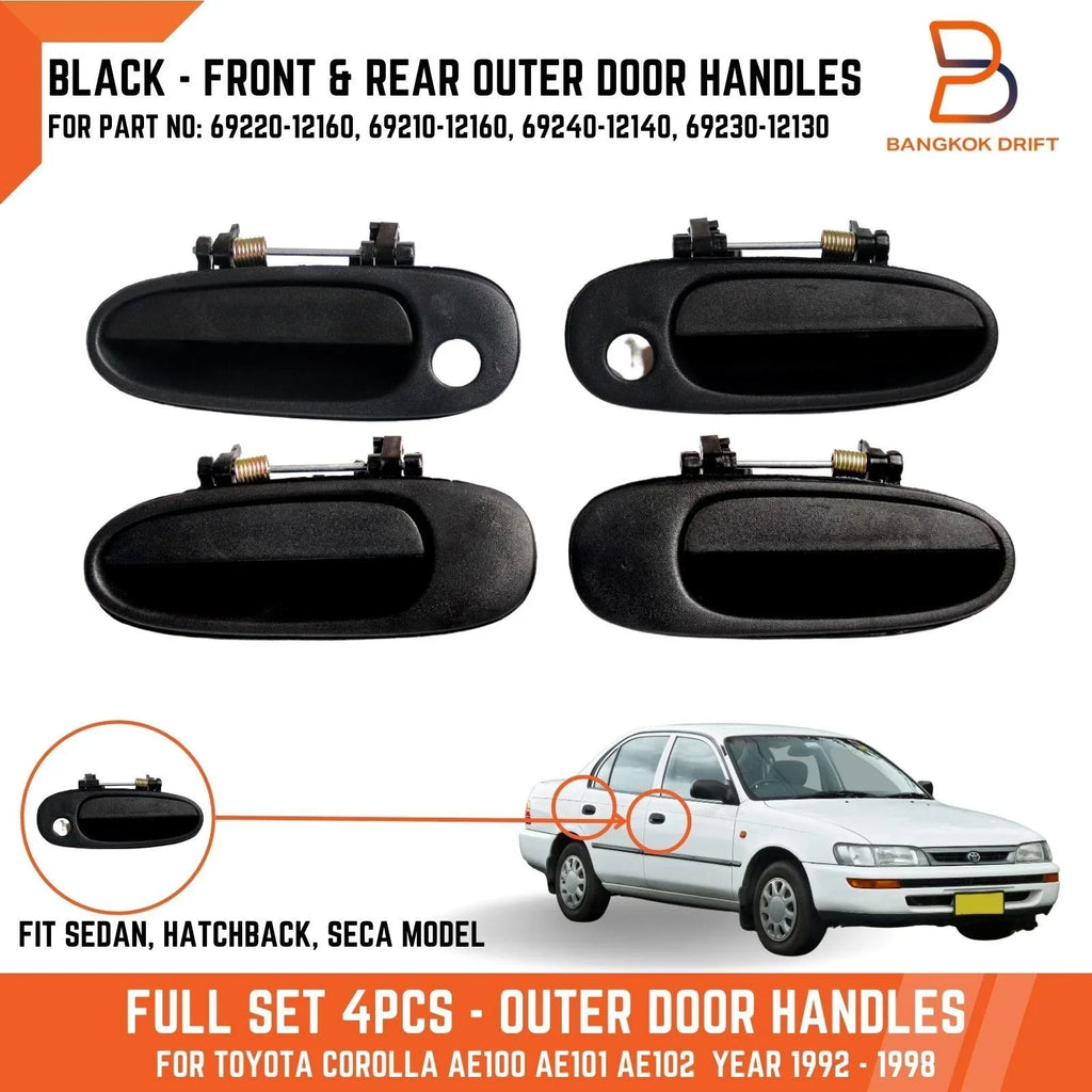 Black Outer Door Handles for Toyota Corolla AE100 AE101 AE102 (1992-1998)