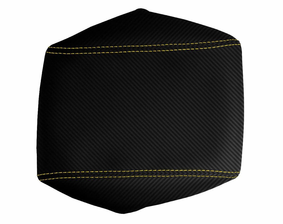 Console Lid Armrest Cover for Dodge Challenger (2008–2014) Carbon Fiber Yellow Stitch