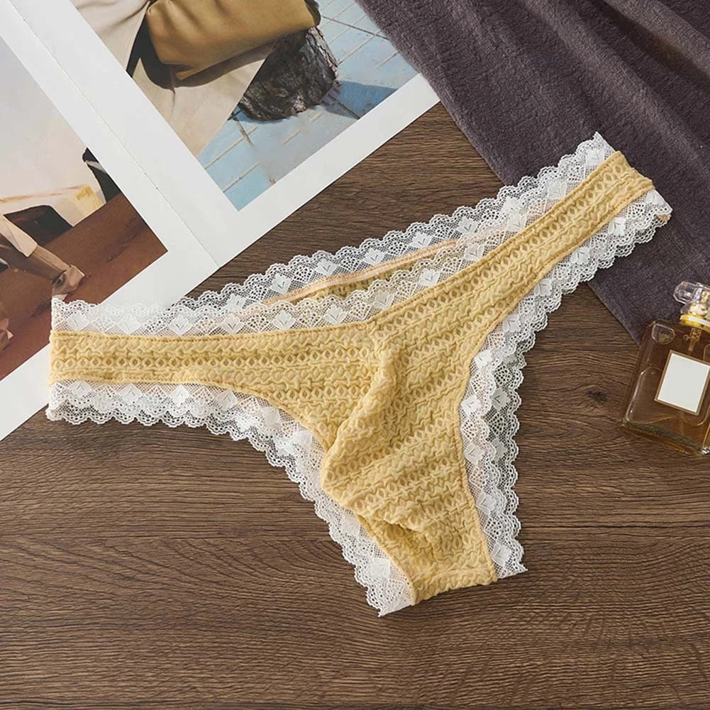 Men's Lace Briefs for Date Night (90% Nylon, 10% Spandex)