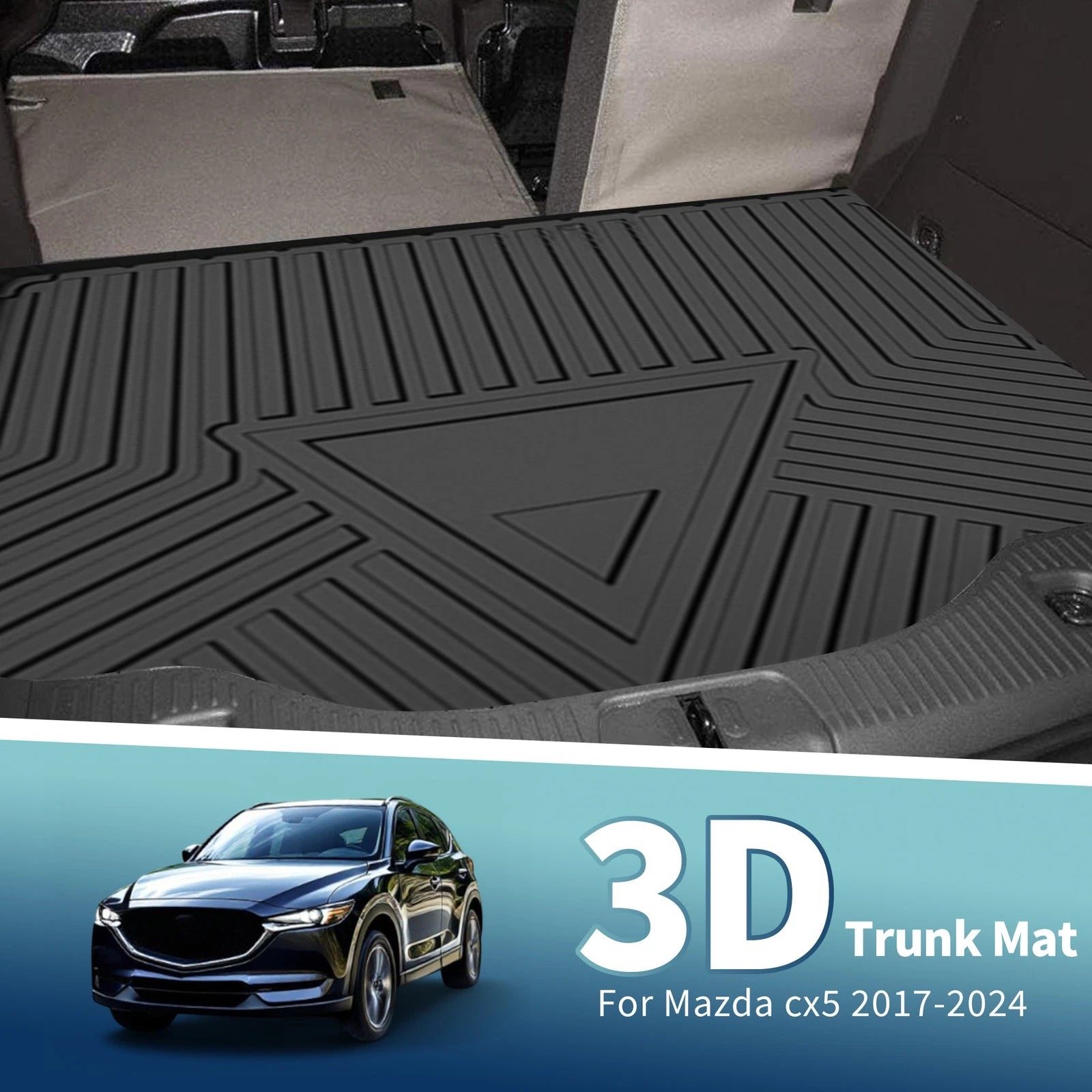 Flat Face Cargo Liner Rear Trunk Mat for Mazda CX-5 (2017–2024) TPE 1 Pc