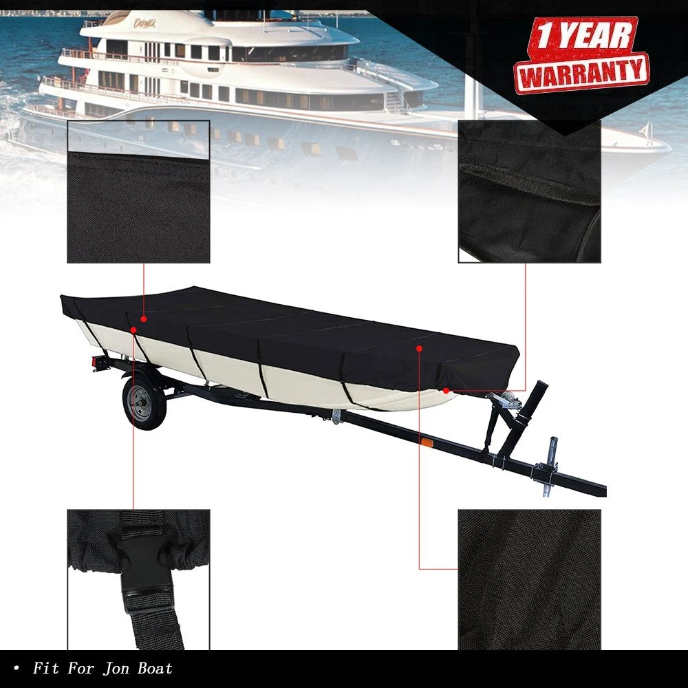 16Ft Waterproof Heavy Duty Trailerable Boat Cover for Jon Boat