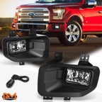 Clear Lens Front Bumper Fog Lights + Switch for Ford F-150 (2015–2017)