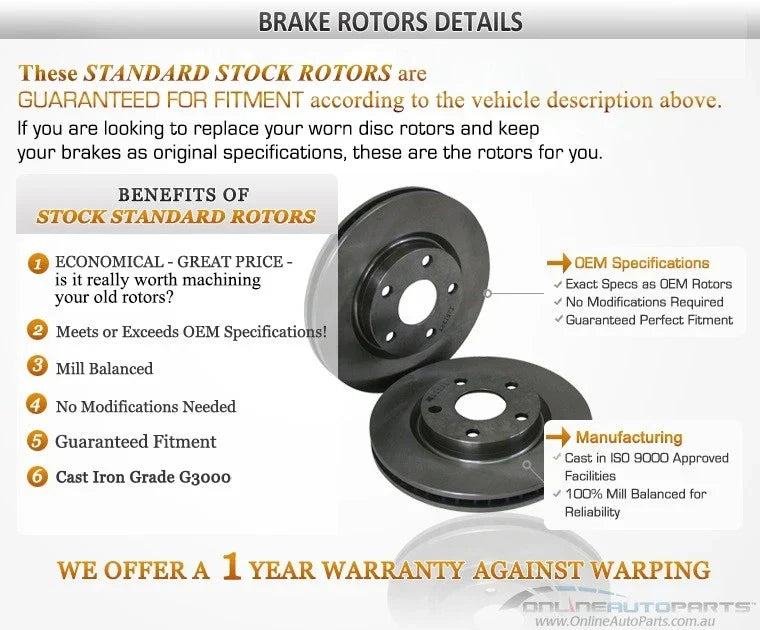 Rear Disc Brake Rotors  for Mitsubishi Magna TR TS 4cyl + V6 non ABS