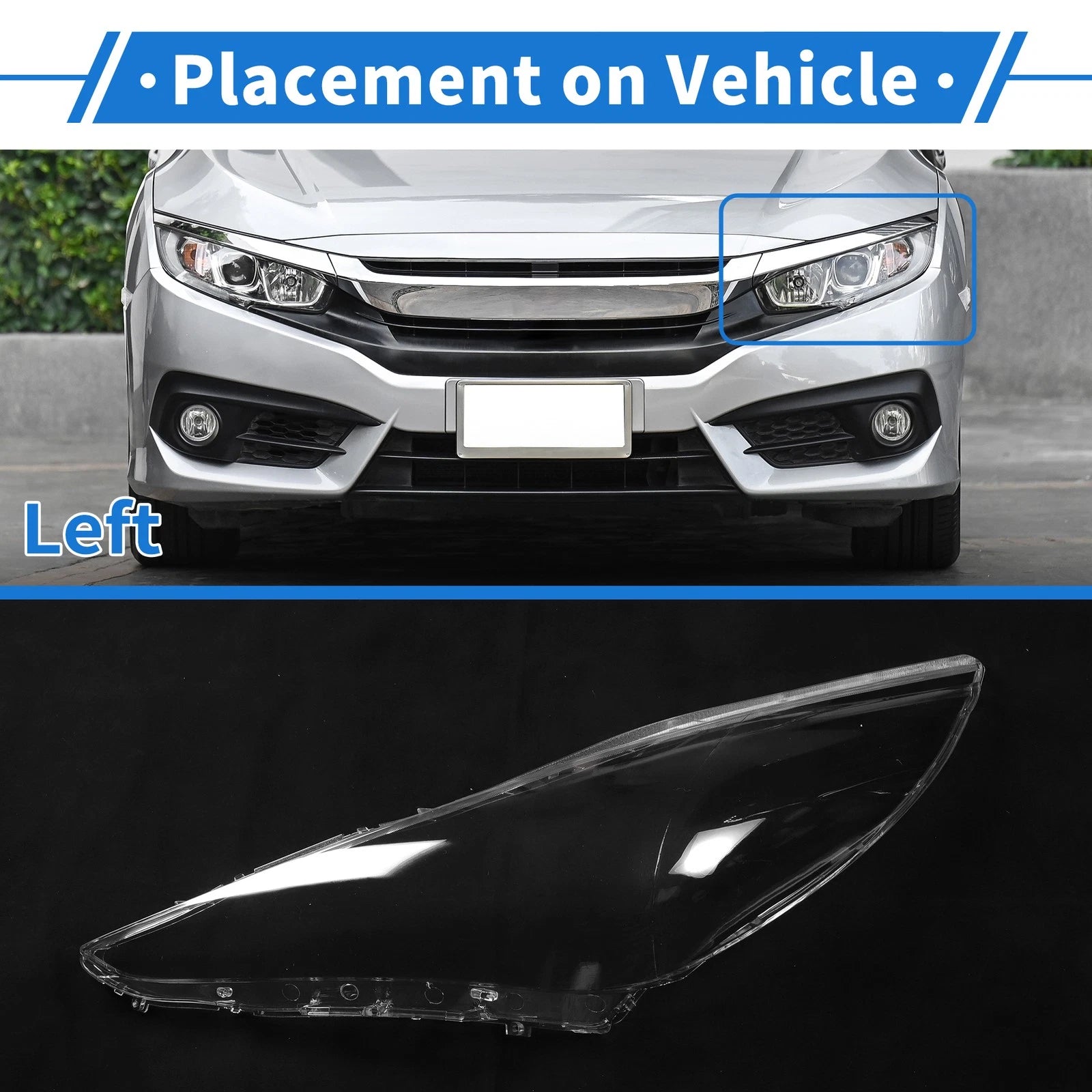 Headlight Lens Cover for Hyundai Sonata (2011–2014) PC Clear