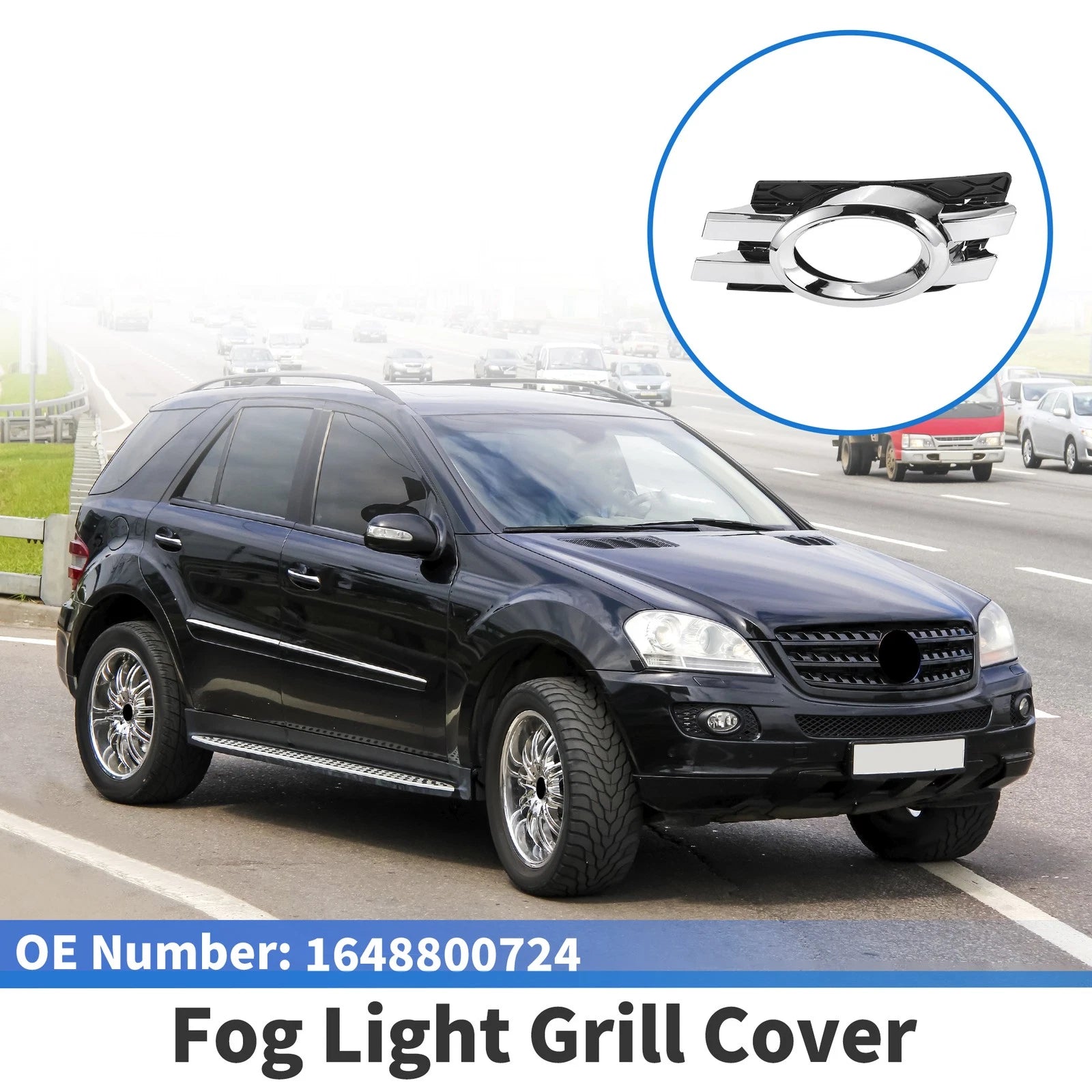 1Pc Front Left Fog Light Grill for Mercedes-Benz (2006–2012) No. 1648800724 Silver Tone