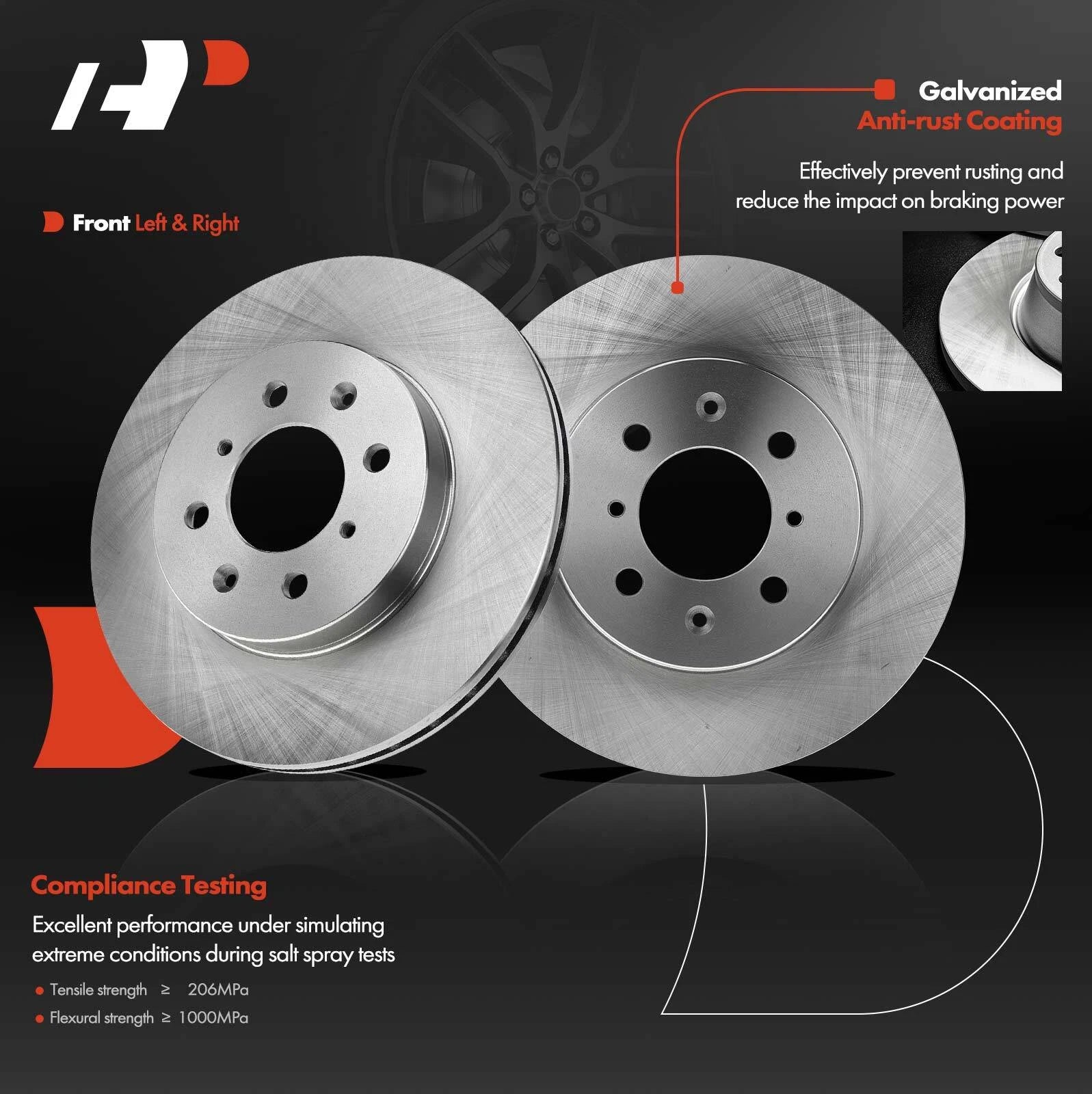Front Disc Brake Rotors for Honda Civic (1996–2005), Insight (2010–2014)