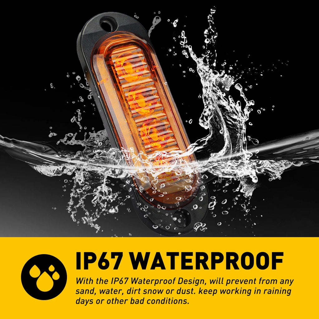 Set of 4 LED Marker Side Amber Lights for Trailer