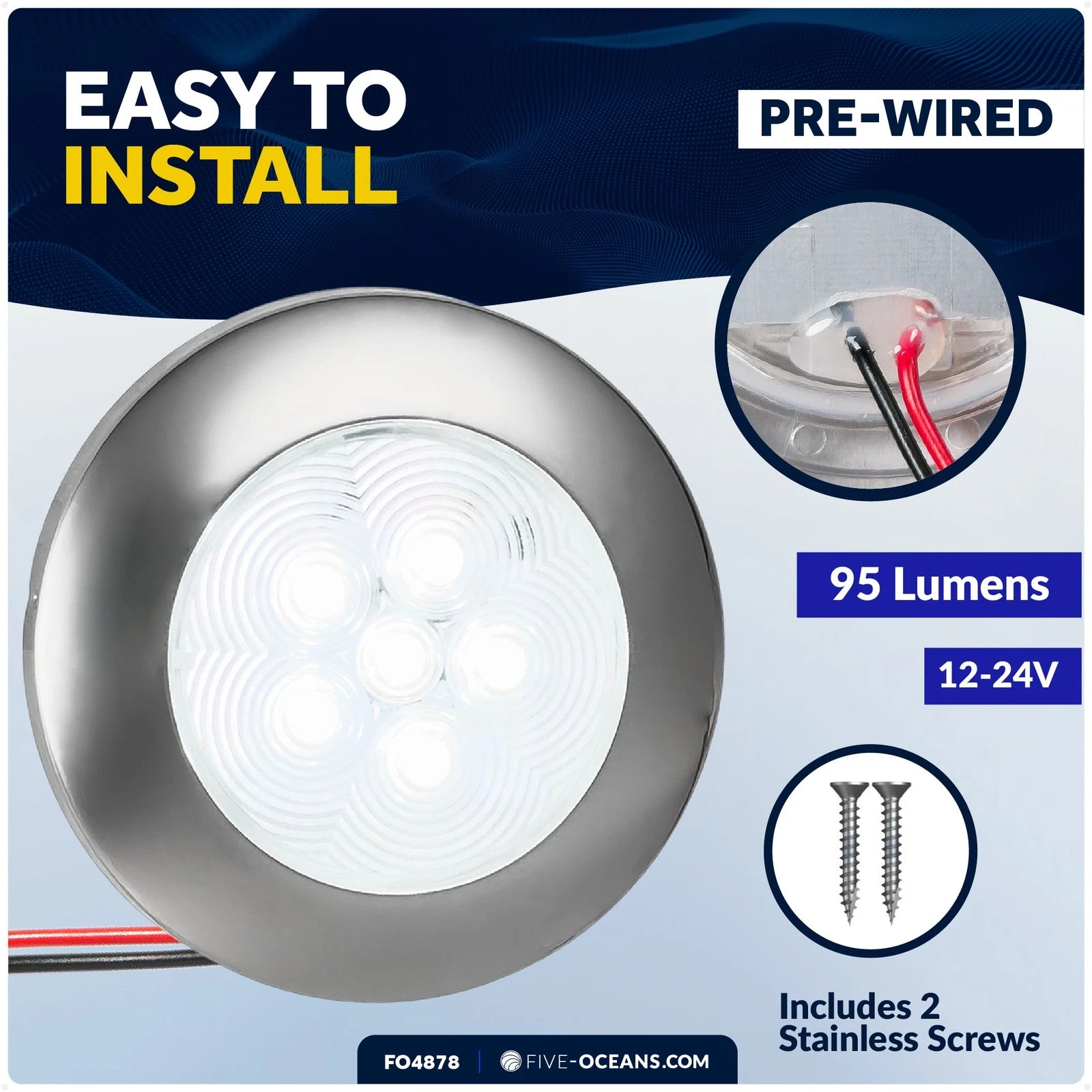 LED Interior Dome Ceiling Light for Five Oceans (12-24V, FO4876)