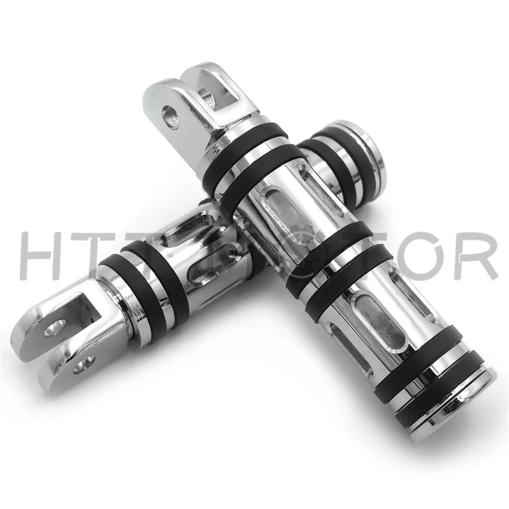 Chrome Edge Cut Footpegs for Harley FXBB FXBR FXBRS FXLR (2018–2023)