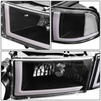 LED DRL Black Clear Side Headlight Lamps for Dodge Ram Truck (1994–2002)