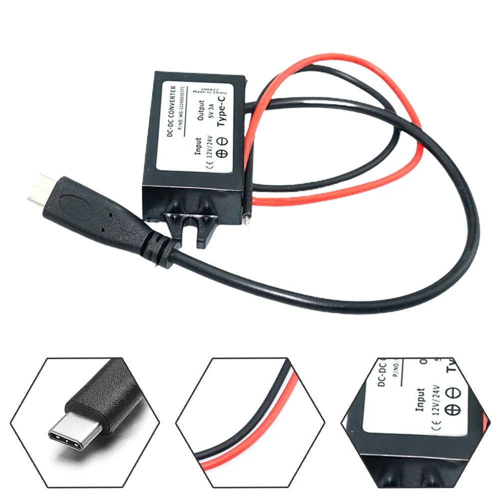12V/24V to 5V DC-DC Step Down Converter Module USB Type-C Adapter
