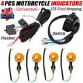 Set of 4 Universal Motorcycle Indicator Wiring Loom Harness Relay Turn Signals
