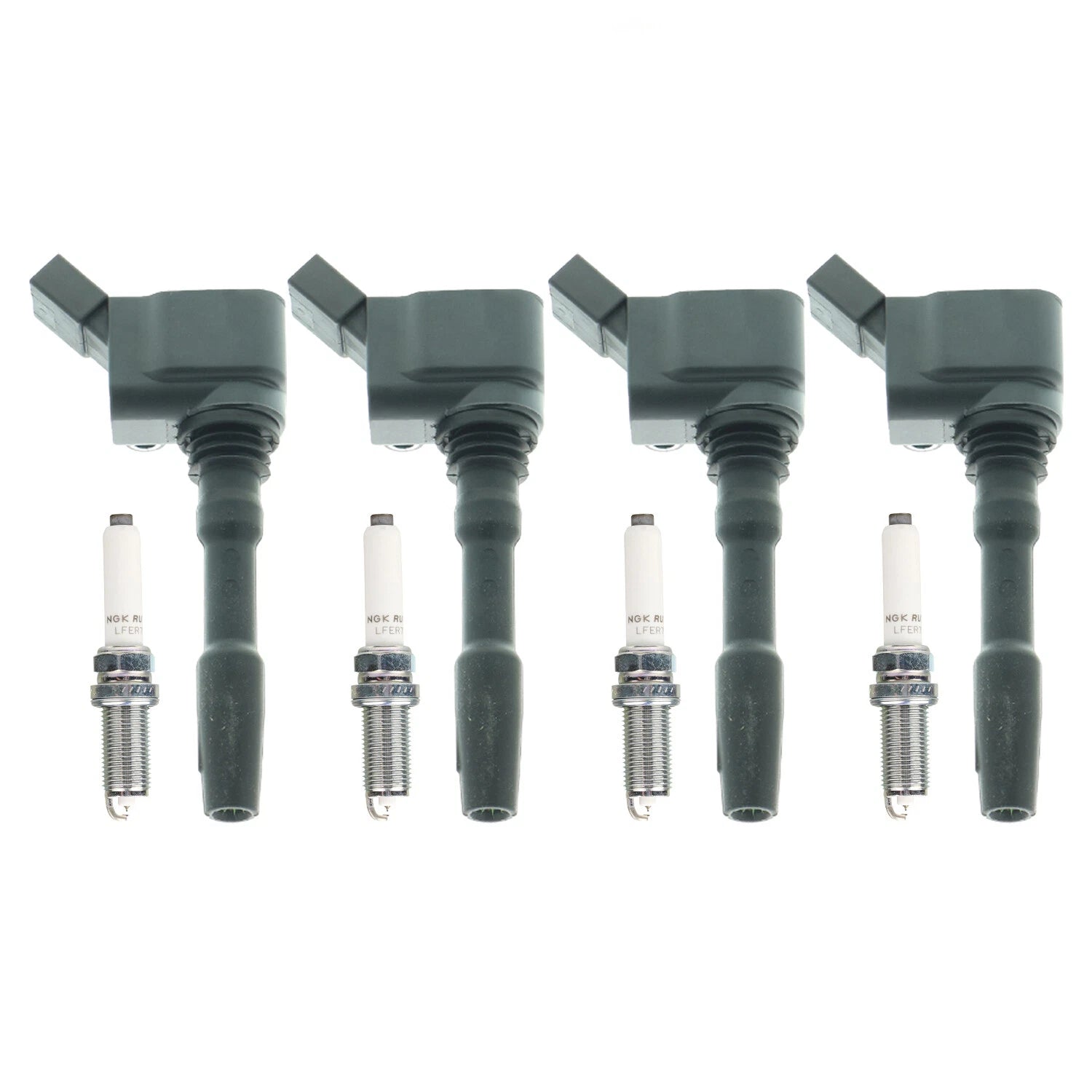 Set of 4 Ignition Coils & NGK Ruthenium HX Spark Plugs for A3, Macan, Passat (L4)