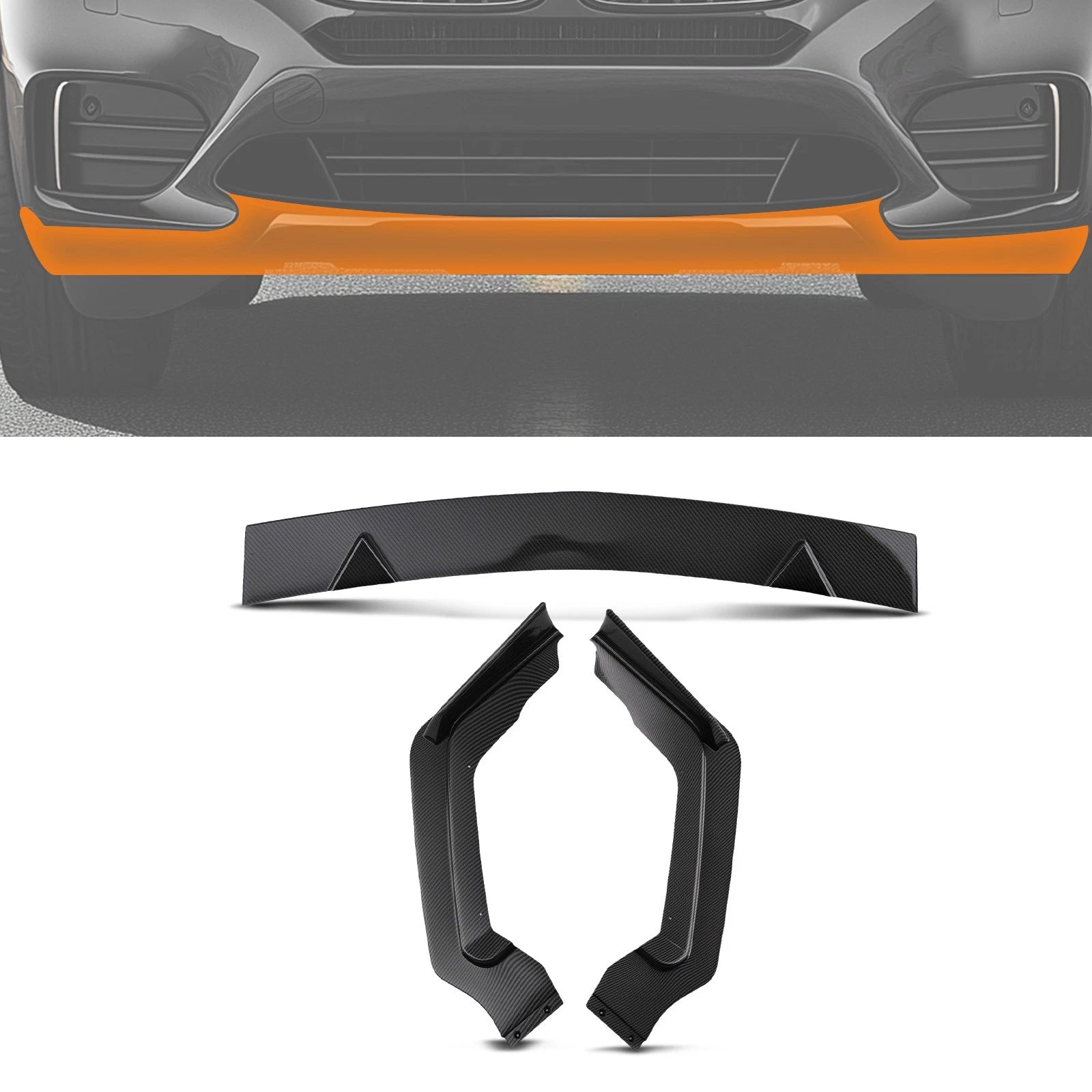 3PC Front Lower Lip Body Kit for Infiniti Q50 Sport (2014–2017) Carbon Style