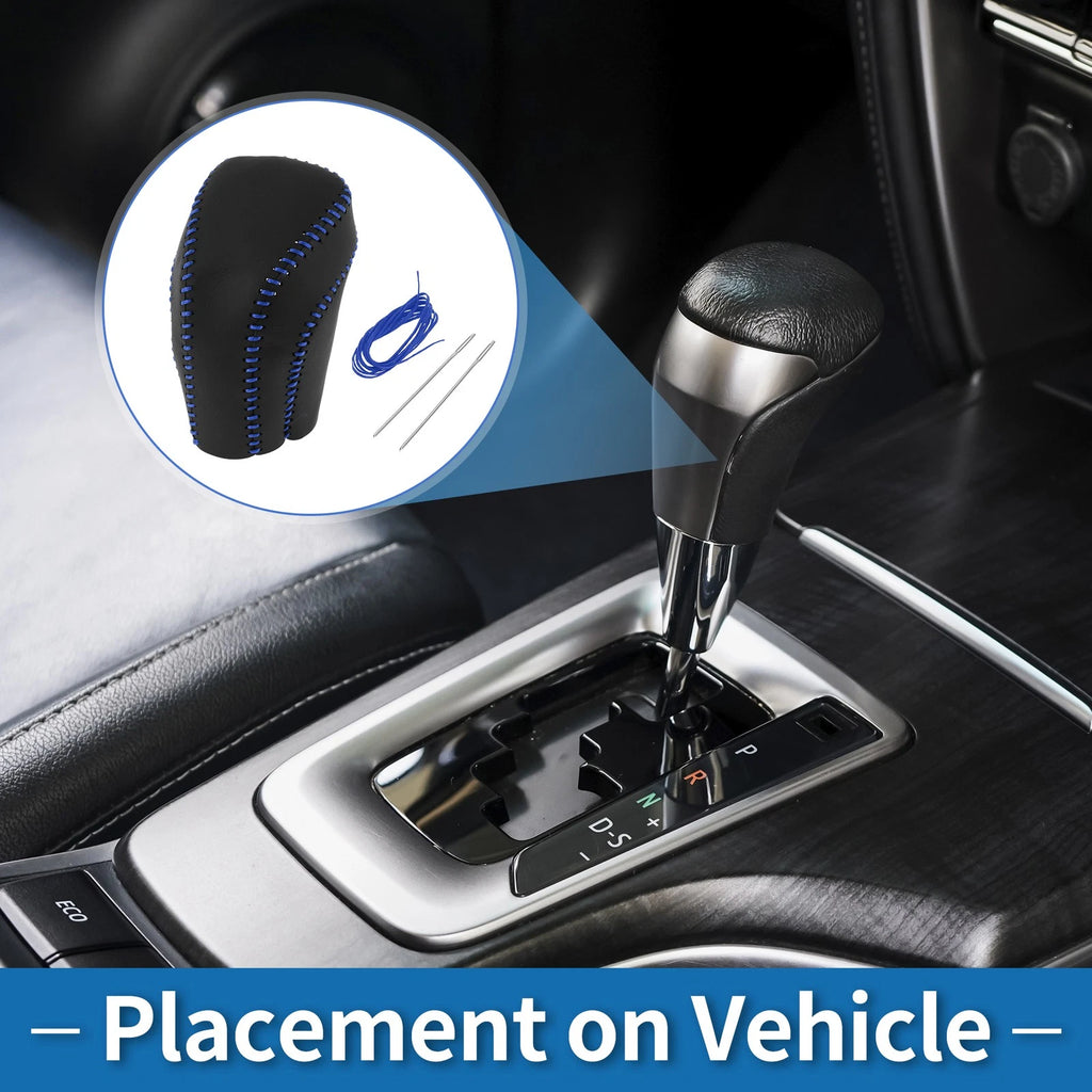 1pc Gear Shift Knob Cover for Toyota Camry (2018–2024) Black Blue Faux Leather
