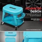 Rolling Garage Stool for Blue 300 LBs Mobile Seat (360-Degree)