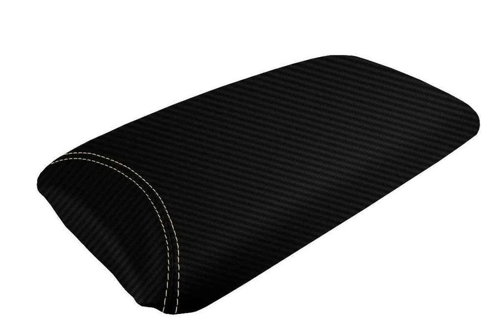 Console Lid Armrest Cover for Lexus LS460 (2007–2016) Carbon Fiber Beige Stitch