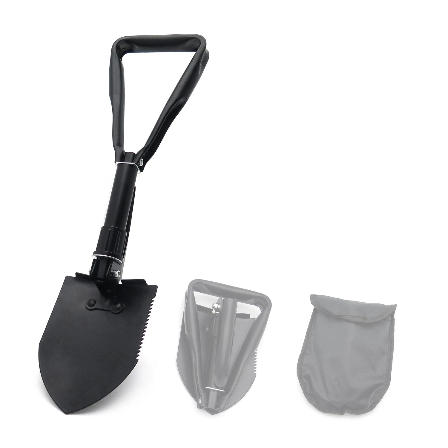 Tri-Fold Shovel for Military Camping Survival Scouting (Black)