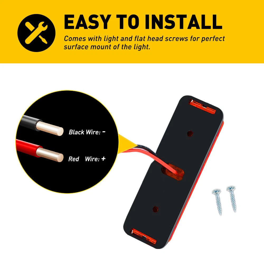 Set of 4 Red 3" LED Side Marker Clearance Lights for Trailer RV