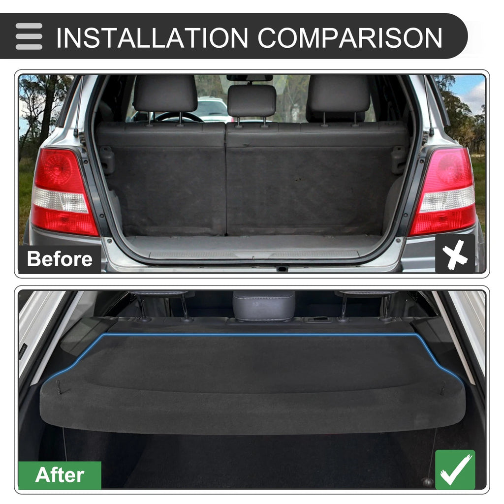Rear Parcel Shelf Boot Load Cover for Ford Fiesta (2018–2022) Black