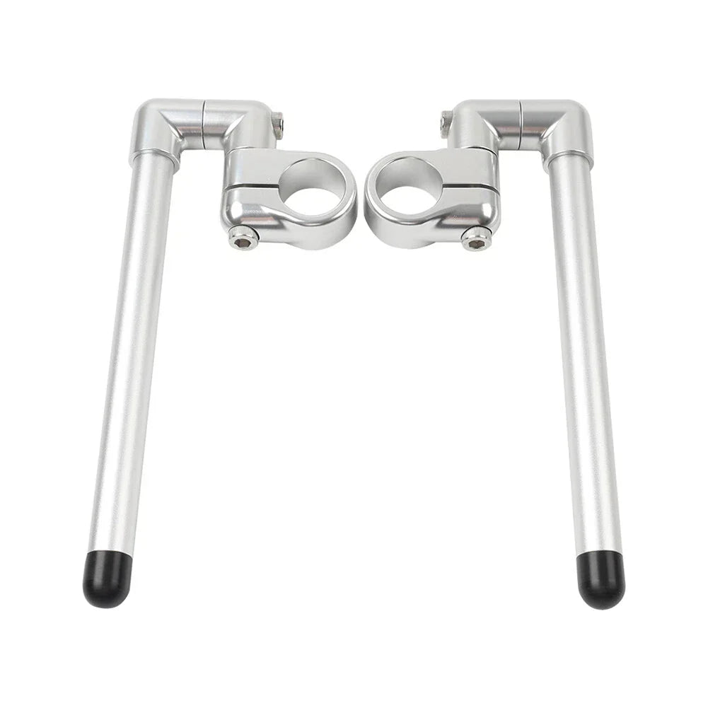 37MM Clip-On Handlebar for Universal Cafe Racer 7/8" Fork Tube Silver