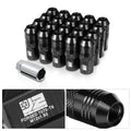 20Pcs M12x1.5 Open End Knurled Acorn Lug Nuts for Universal Fit (Black)