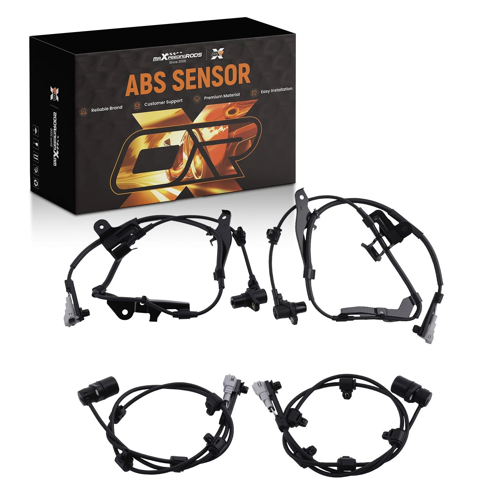 Set of 4 ABS Wheel Speed Sensors for Toyota Sequoia (2001–2007) 4Pin