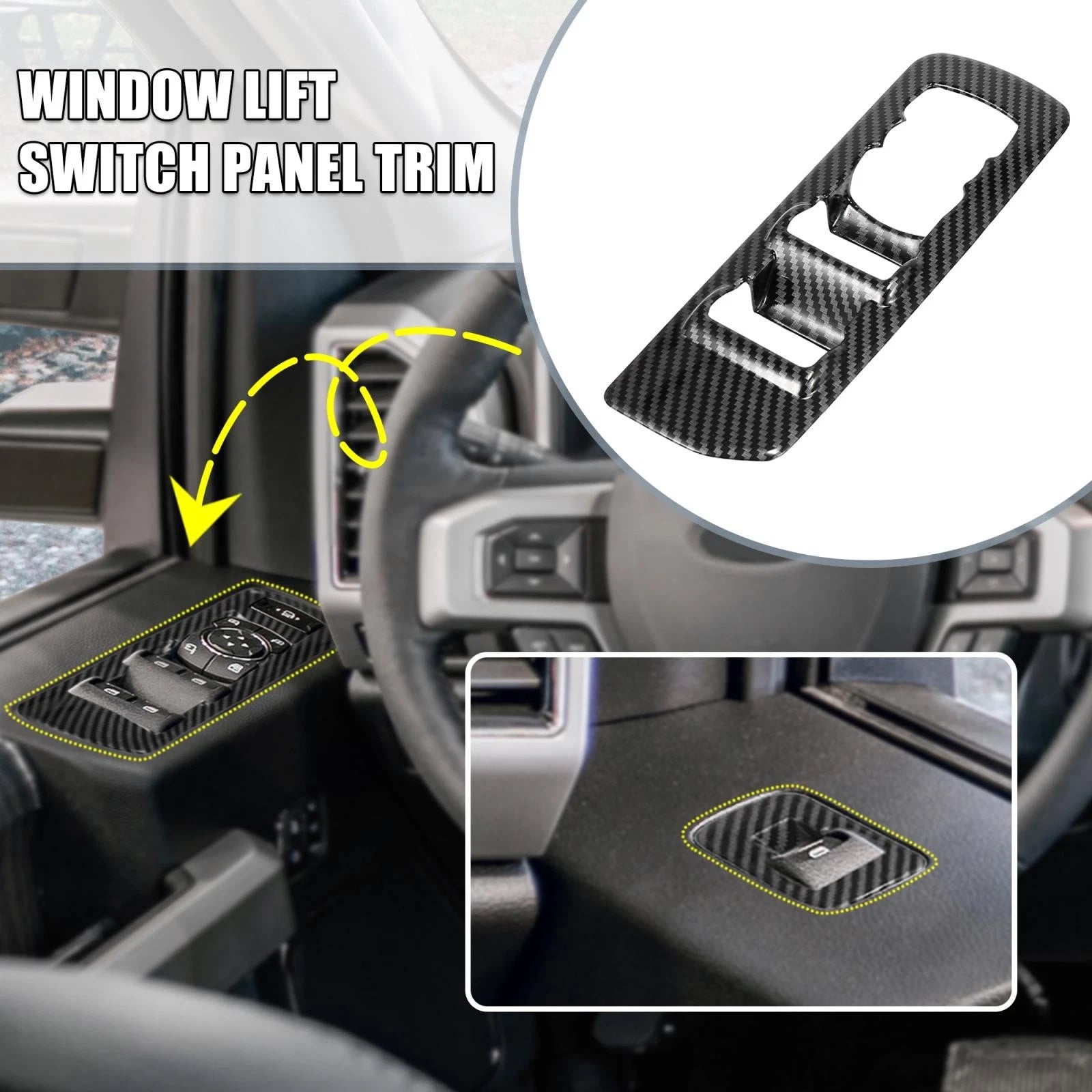 Set of 4 Window Lift Switch Panel Trim Covers for Ford F150 (2015–2018)