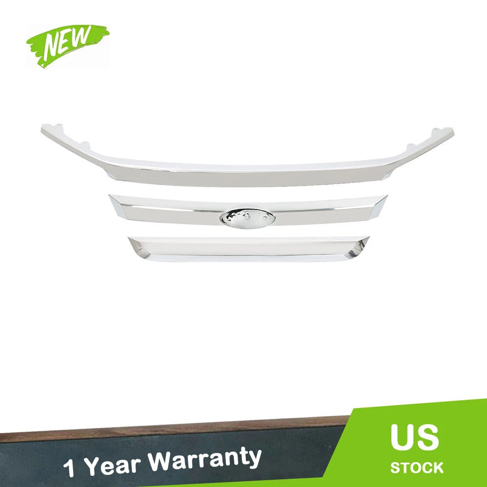 Set of 3 Chrome Grille Molding Trim for Ford Fusion (2010–2012)