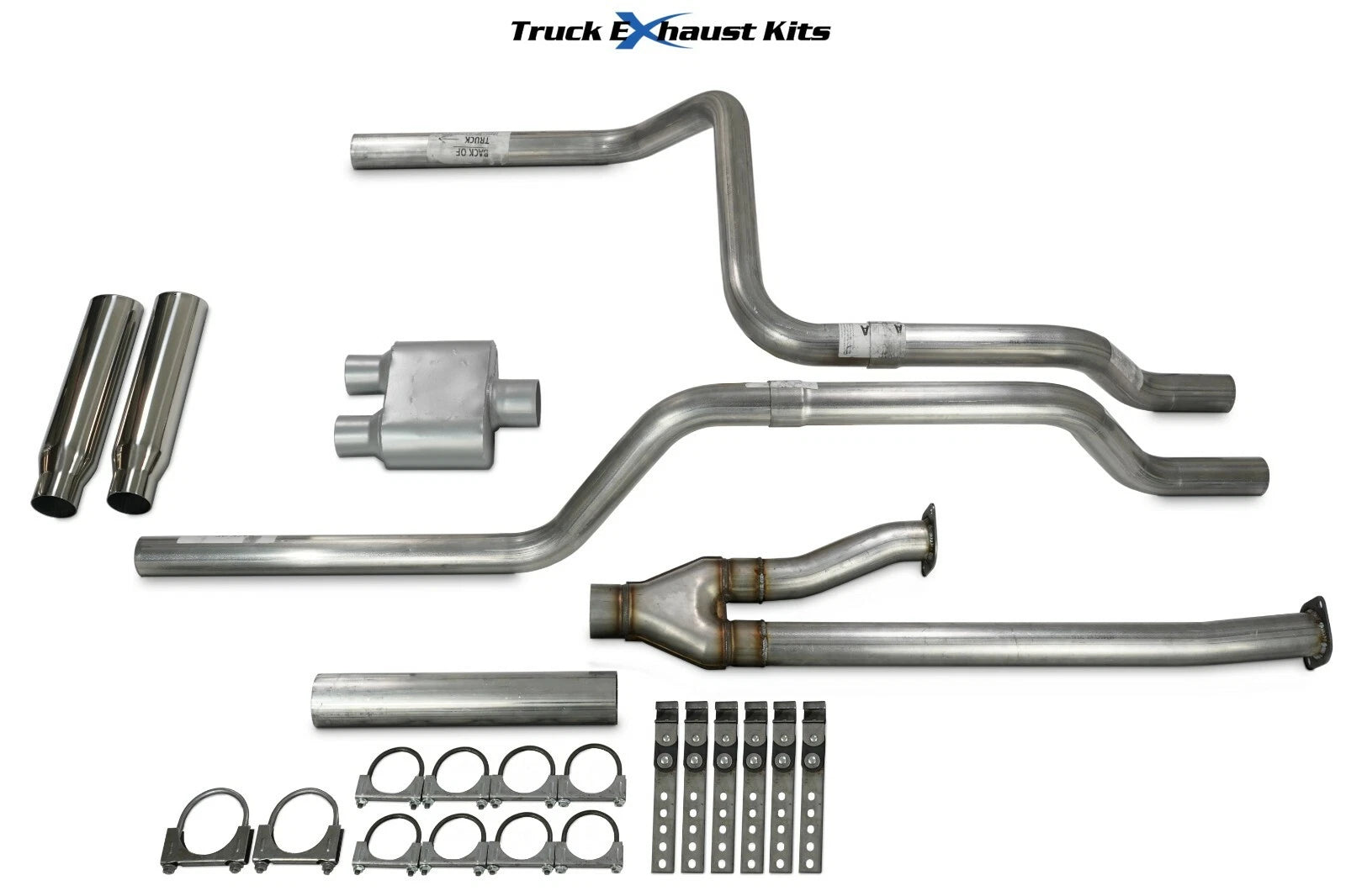 2.5" Dual Exhaust Kit for Toyota Tundra (2014–2021) 1 Chamber Rear Rolled Tip