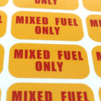 Mixed Fuel Only Sticker for Outdoor Power Equipment (2x1 inch)