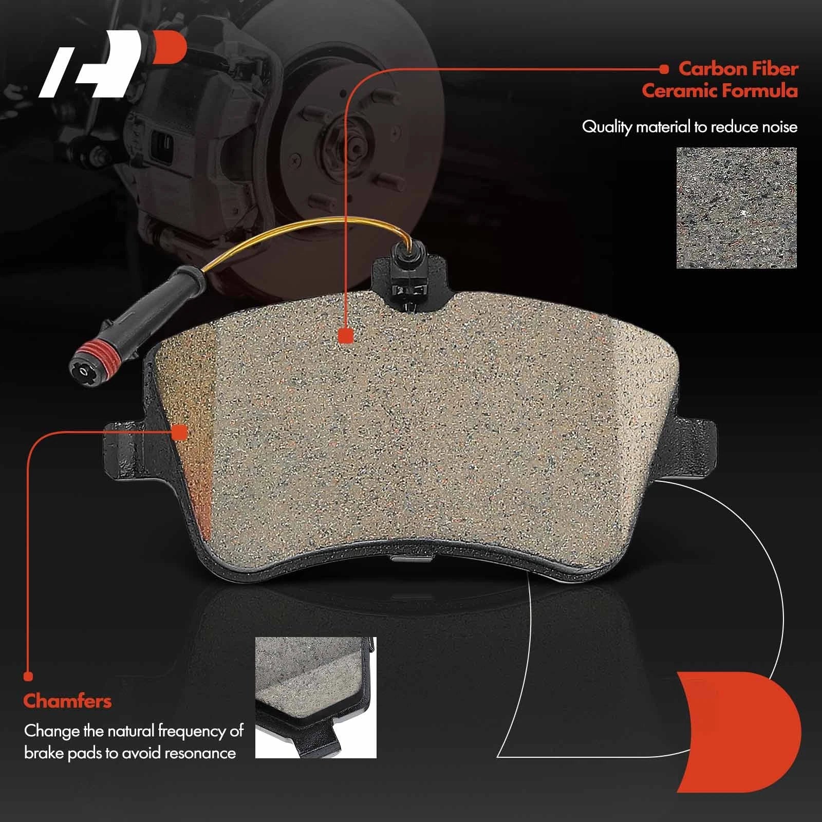 Set of 4 Front Ceramic Brake Pads for Mercedes-Benz W203 C230 C320 C350 (2000–2007)