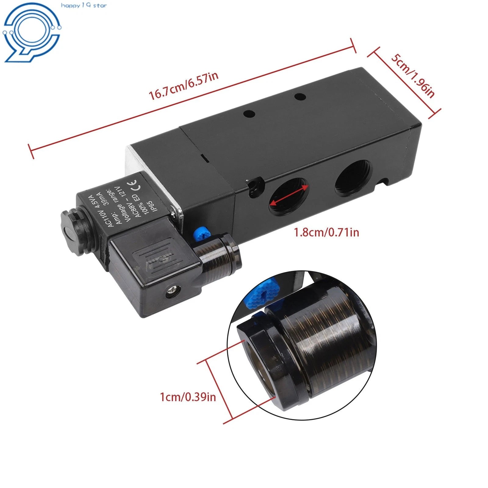 5 Way 110V AC Solenoid Valve for Double Acting Air Cylinder (NPT)
