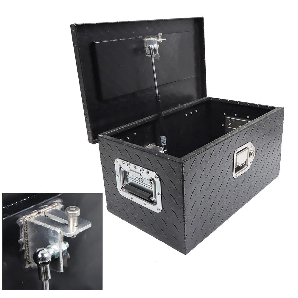 20" x 12" x 10" Black Aluminum Tool Box for Pickup Trailer