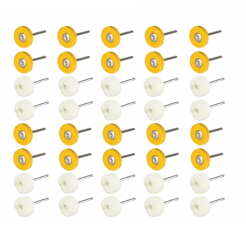 Set of 40 Polishing Buffing Wool Cotton Wheel Brush Tools 3mm Shank