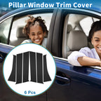 Set of 6 Door Pillar Window Trim for Mitsubishi Outlander (2011–2014) Black